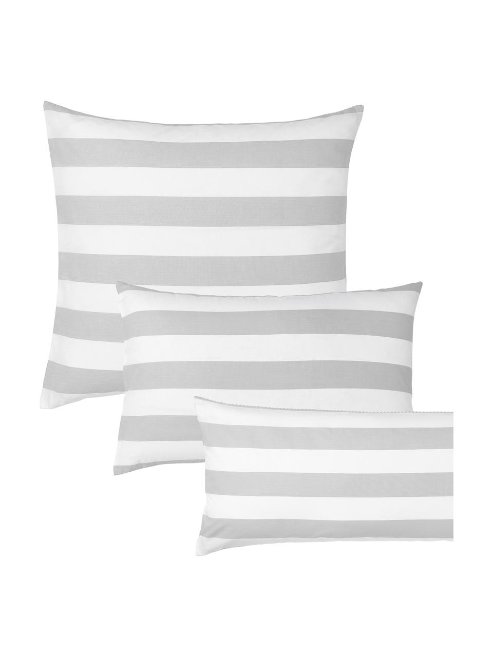 Pruhovaný bavlněný oboustranný povlak na polštář Lorena, Světle šedá, bílá, Š 40 cm, D 80 cm