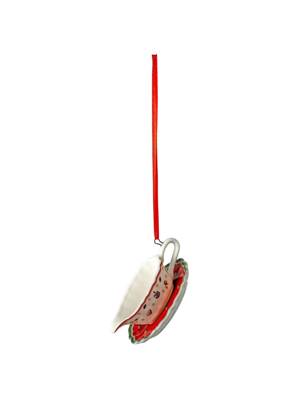 Set 3 addobbi albero di Natale in porcellana Toy's Delight, Porcellana Premium, Bianco, rosso, Set in varie misure