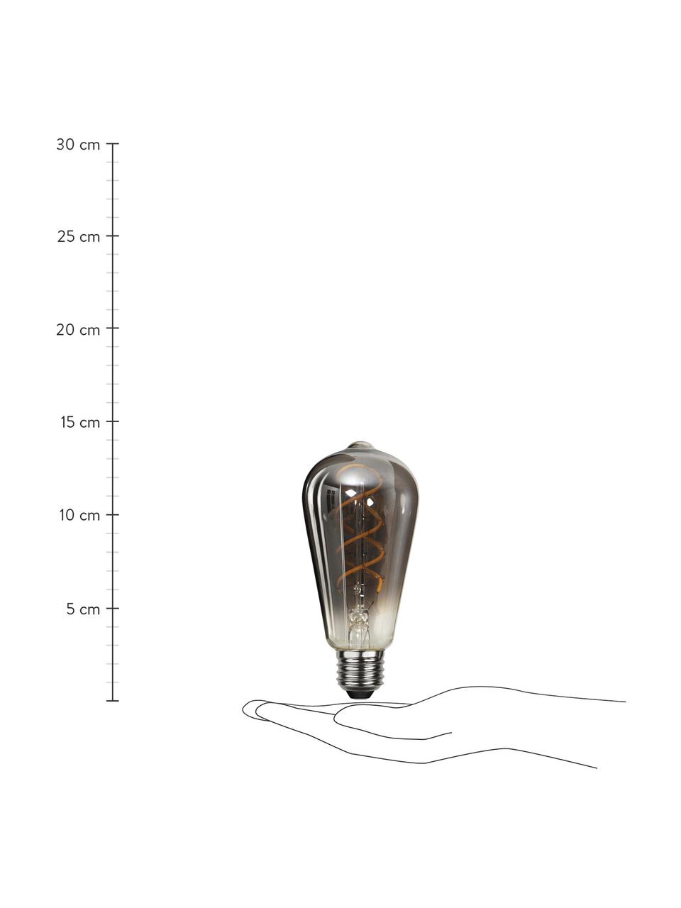 E27 peertje, 80lm, warmwit, 1 stuk, Peertje: glas, Fitting: nikkel, Zwart, transparant, Ø 6 x H 14 cm