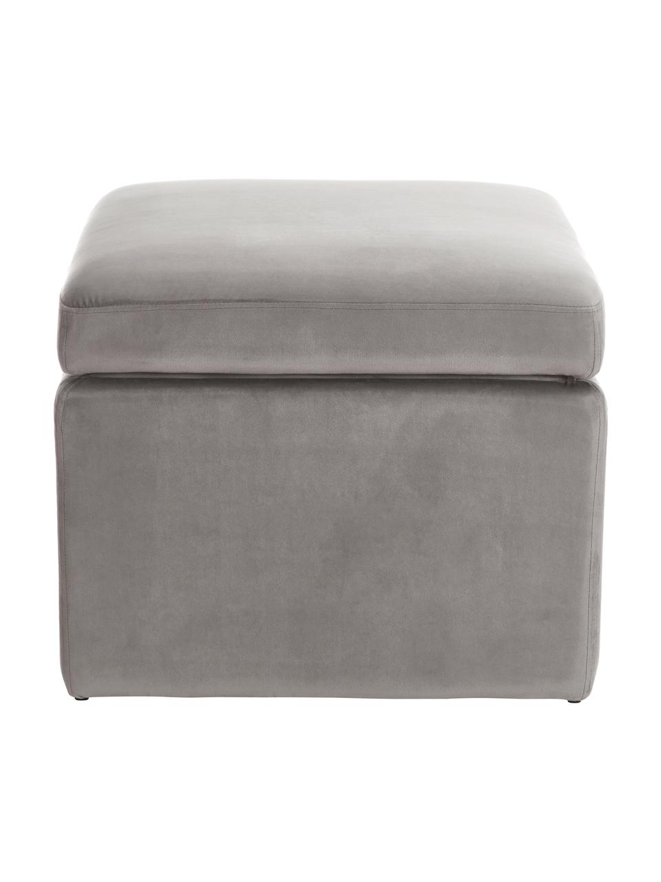 Fluwelen poef Winou met opbergruimte in grijs, Bekleding: fluweel (100% polyester), Frame: metaal, Grijs, 55 x 46 cm