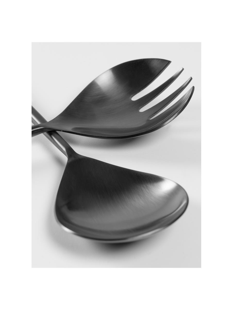 Saladeservers Fer in glanzend zwart, set van 2, Gecoat roestvrij staal, Zwart, L 28 cm