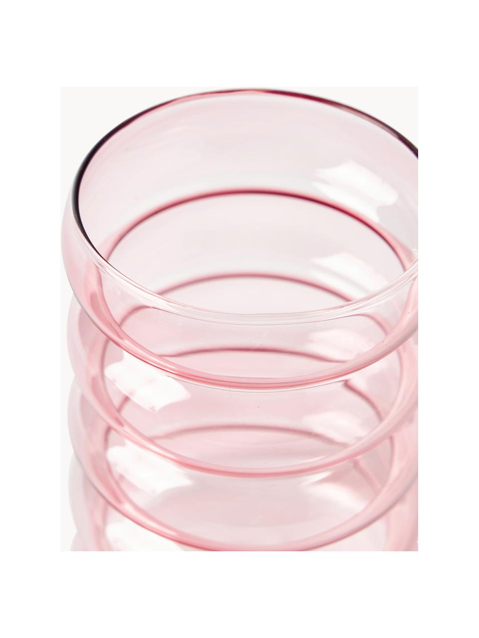 Set de accesorios de baño de vidrio soplado artesanalmente Bubbly, 2 pzas., Rosa claro transparente, Set de diferentes tamaños