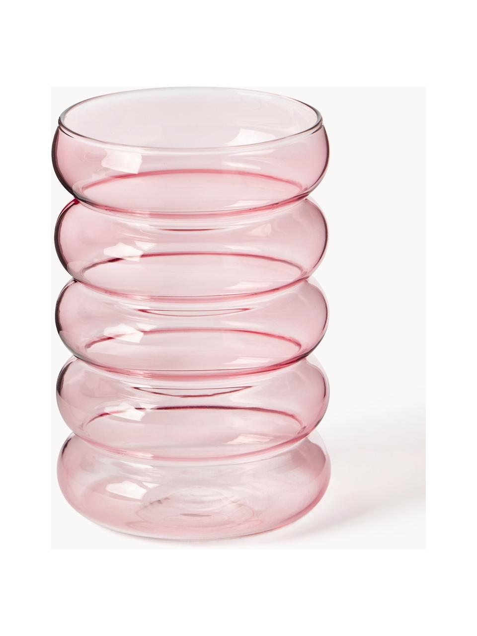 Komplet akcesoriów łazienkowych ze szkła dmuchanego Bubbly, 2 elem., Jasny różowy, transparentny, Komplet z różnymi rozmiarami