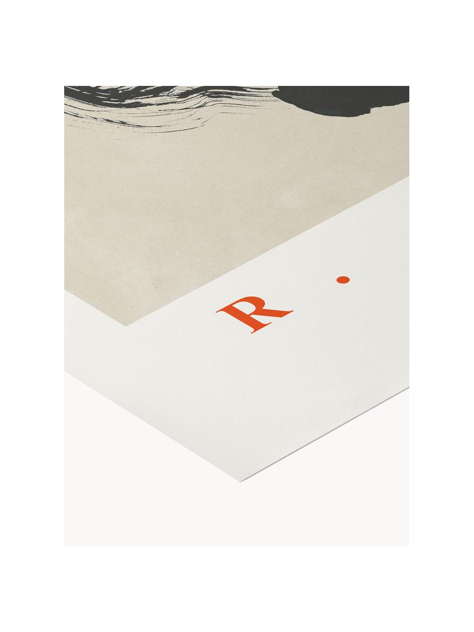 Poster Ikigai no. 02, Noir, beige, pourpre, Ø 30 x haut. 40 cm