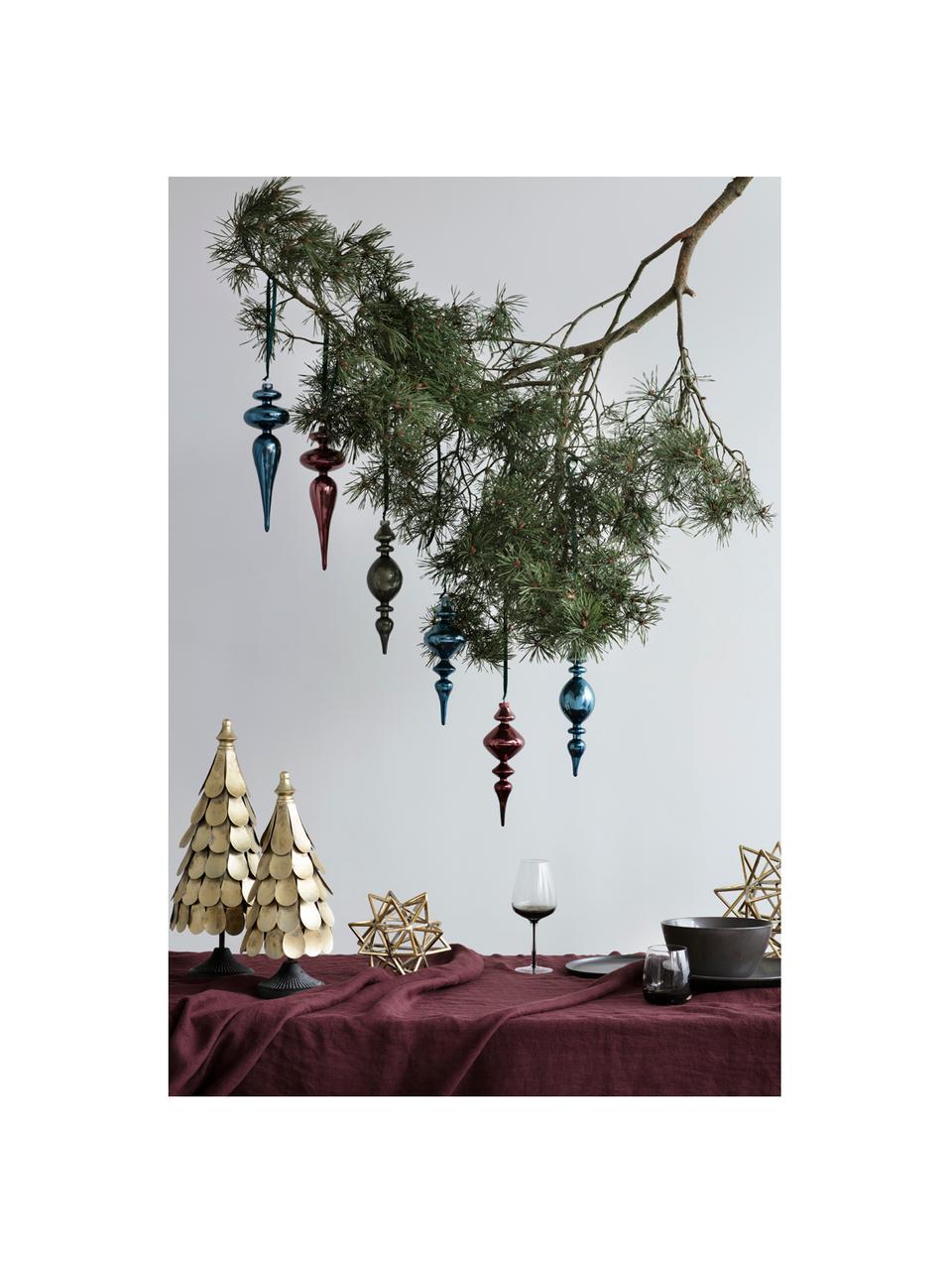 XL kerstboomhangersset Irregular, 3-delig, Donkerrood, Ø 6 x H 26 cm
