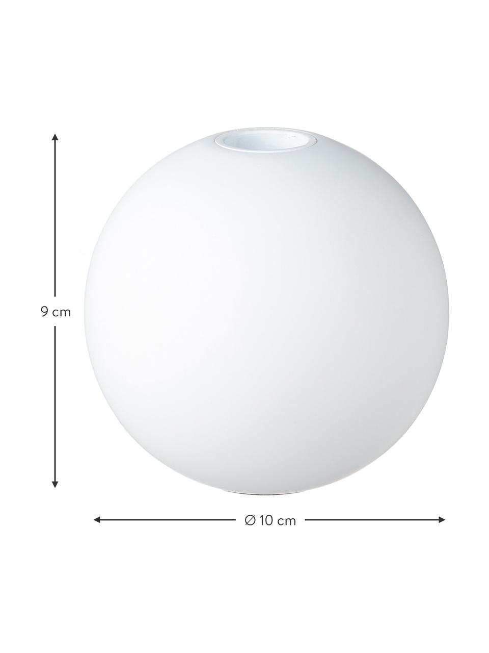 Portacandela fatto a mano Ball, Legno naturale, Bianco opaco, Ø 10 x A 9 cm