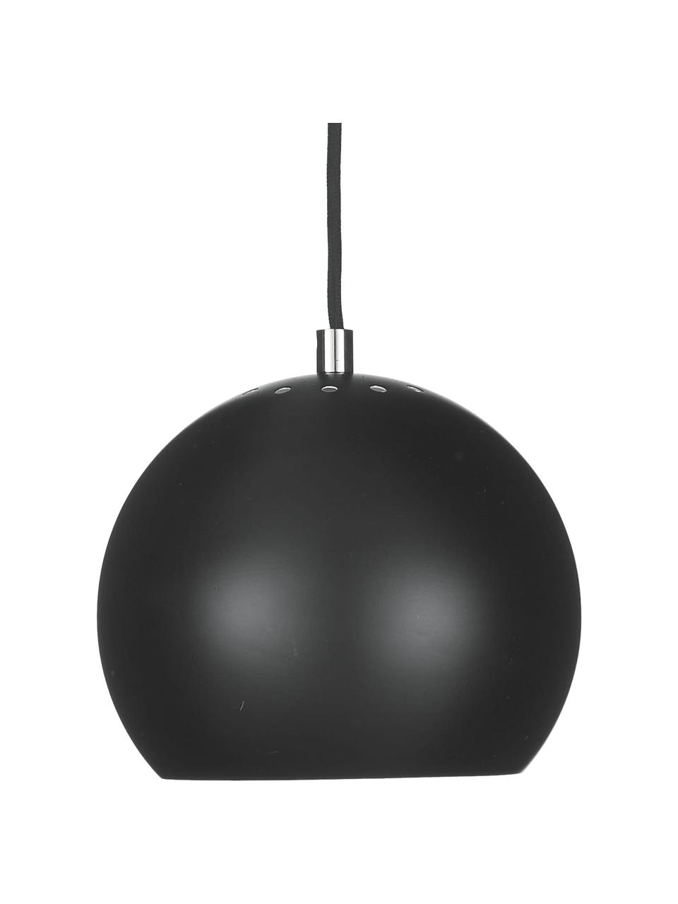 Lámpara de techo pequeña Ball, Pantalla: metal con pintura en polv, Anclaje: metal con pintura en polv, Cable: cubierto en tela, Negro mate, Ø 18 x Al 16 cm