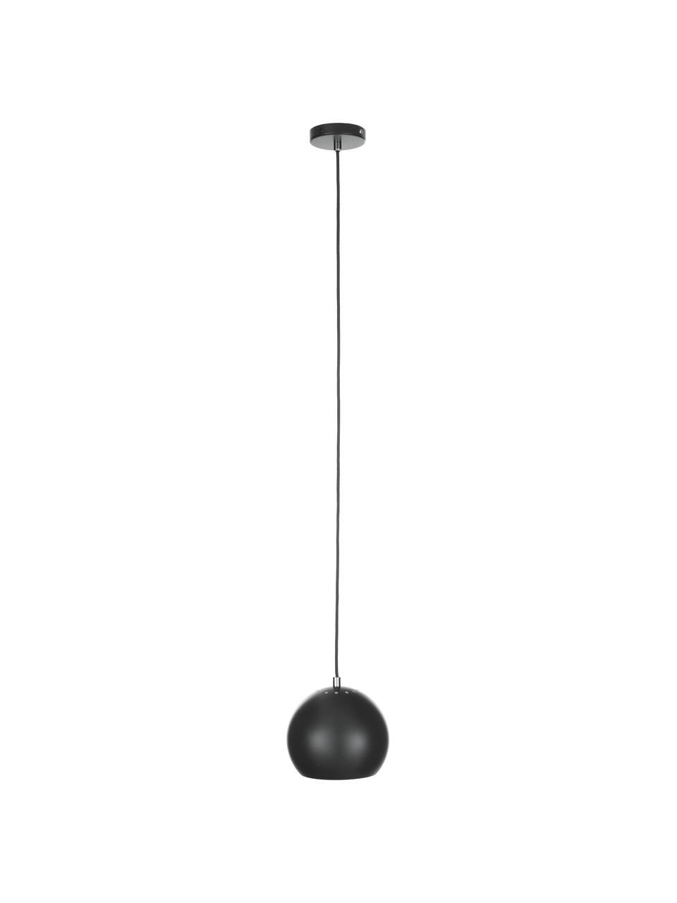 Kleine bolvormige hanglamp  Ball, Gepoedercoat metaal, Zwart, mat, Ø 18  x H 16 cm