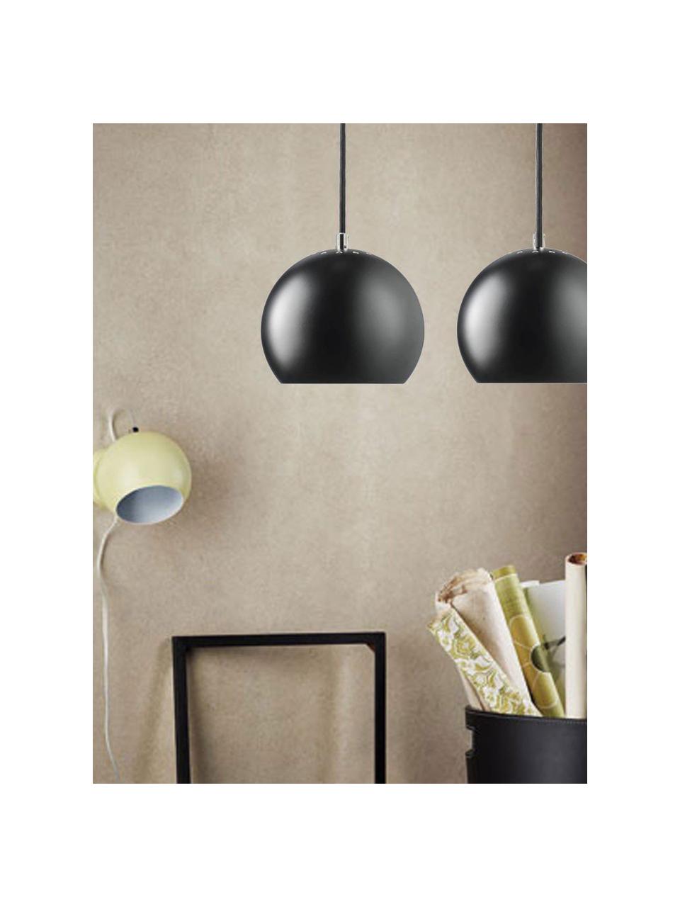Kleine bolvormige hanglamp  Ball, Gepoedercoat metaal, Zwart, mat, Ø 18  x H 16 cm