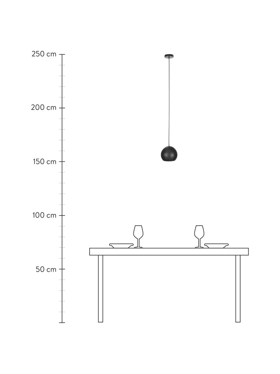 Kleine bolvormige hanglamp  Ball, Gepoedercoat metaal, Zwart, mat, Ø 18  x H 16 cm