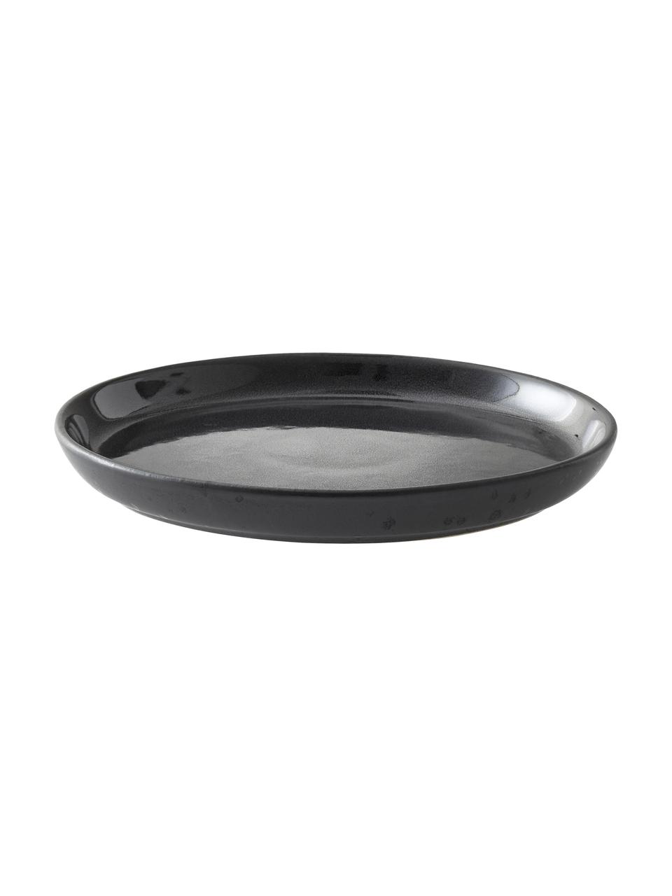 Ontbijtborden Gastro met reactief glazuur, 6 stuks, Keramiek, Zwart, Ø 21 cm