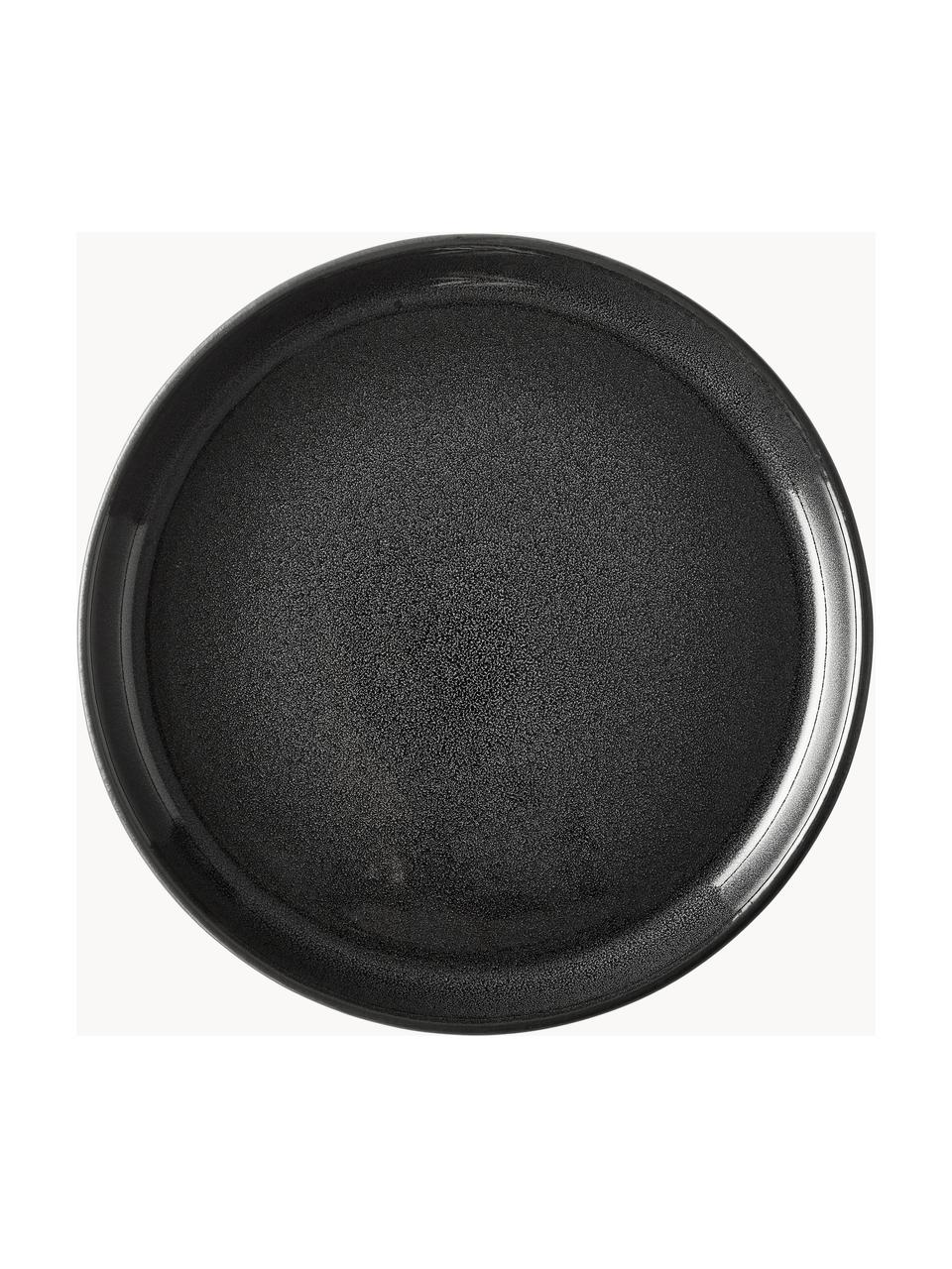 Platos de postre con esmalte reactivo Gastro, 6 uds., Cerámica de gres, Negro, Ø 21 cm