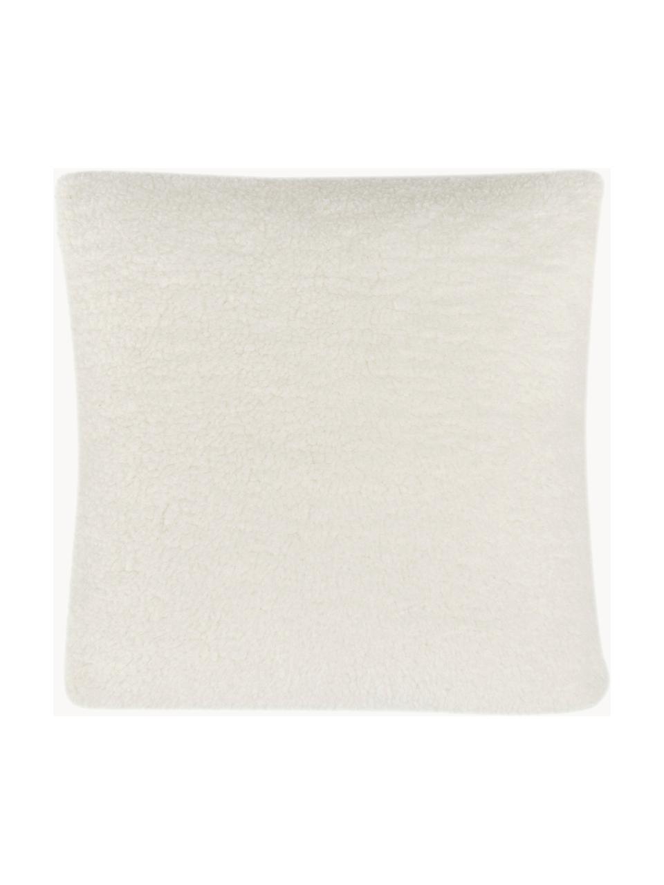 Copricuscino in teddy Cozy, Bianco crema, beige, Larg. 45 x Lung. 45 cm