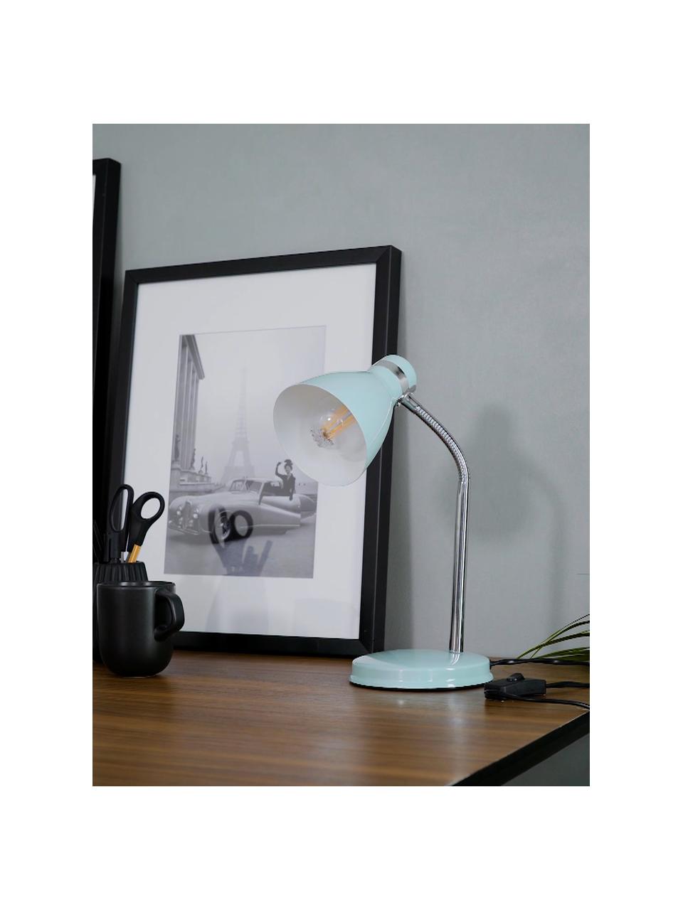 Lámpara de escritorio pequeña Study, Pantalla: metal pintado, Estructura: metal, Cable: plástico, Gris azulado, An 12 x Al 34 cm