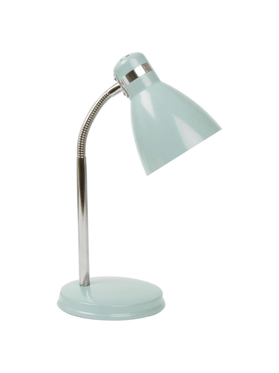 Kleine bureaulamp Study, Lampenkap: gelakt metaal, Lampvoet: gelakt metaal, Blauwgrijs, B 12 x H 34 cm