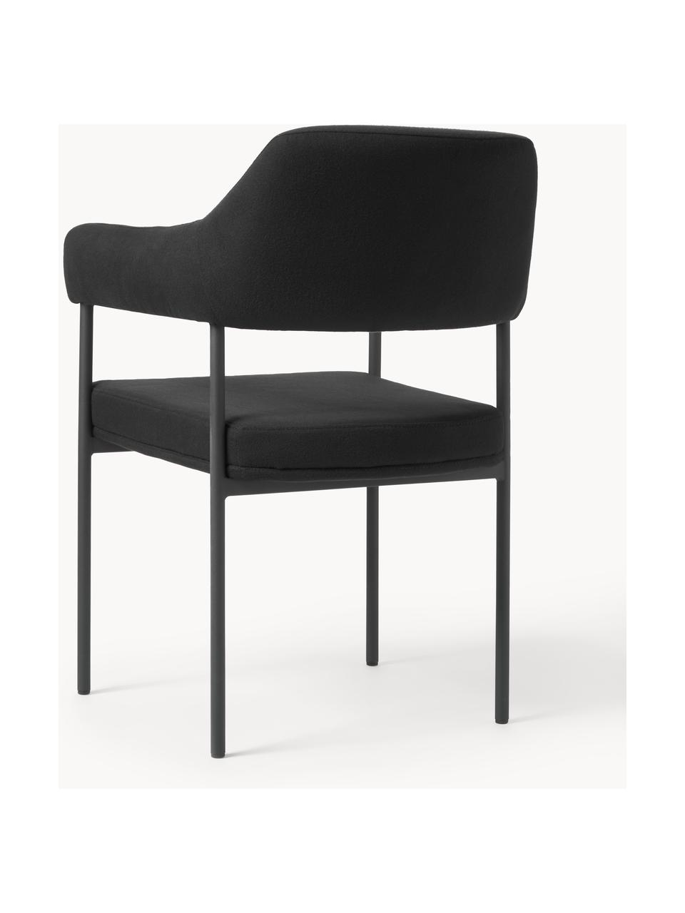 Chaise rembourrée Zoe, Tissu noir, larg. 56 x prof. 62 cm