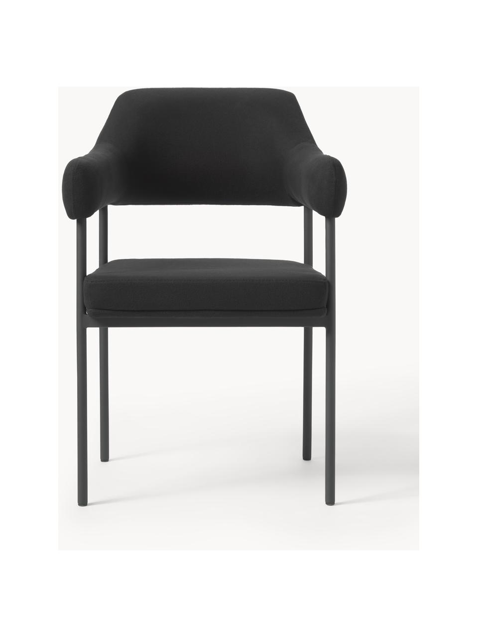 Chaise rembourrée Zoe, Tissu noir, larg. 56 x prof. 62 cm