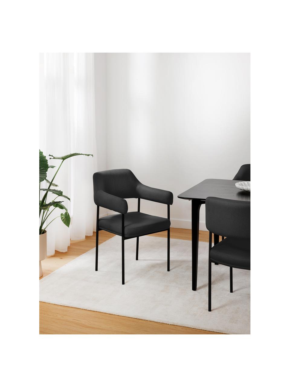 Čalouněná židle s područkami Bowie, Černá, Š 56 cm, H 62 cm
