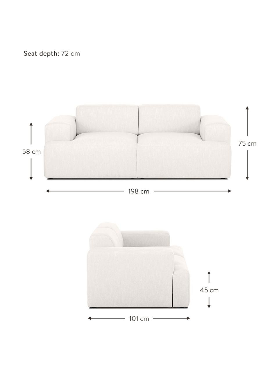 Bank Melva (2-zits), Bekleding: 100% polyester Met 35.000, Frame: massief grenenhout, FSC-g, Poten: kunststof, Geweven stof greige, B 198 x D 101 cm