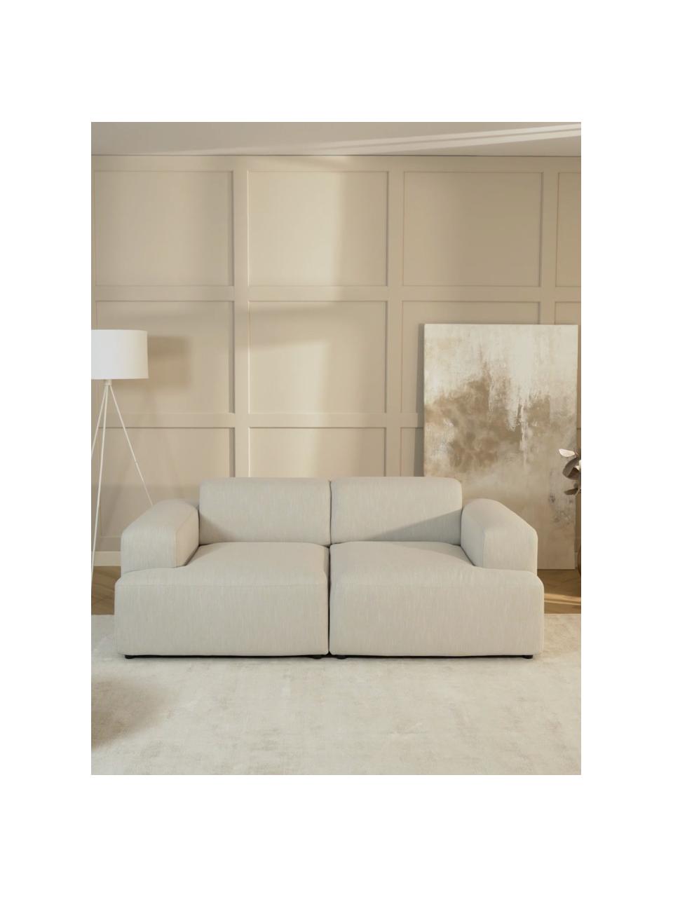 Bank Melva (2-zits), Bekleding: 100% polyester Met 35.000, Frame: massief grenenhout, FSC-g, Poten: kunststof, Geweven stof greige, B 198 x D 101 cm