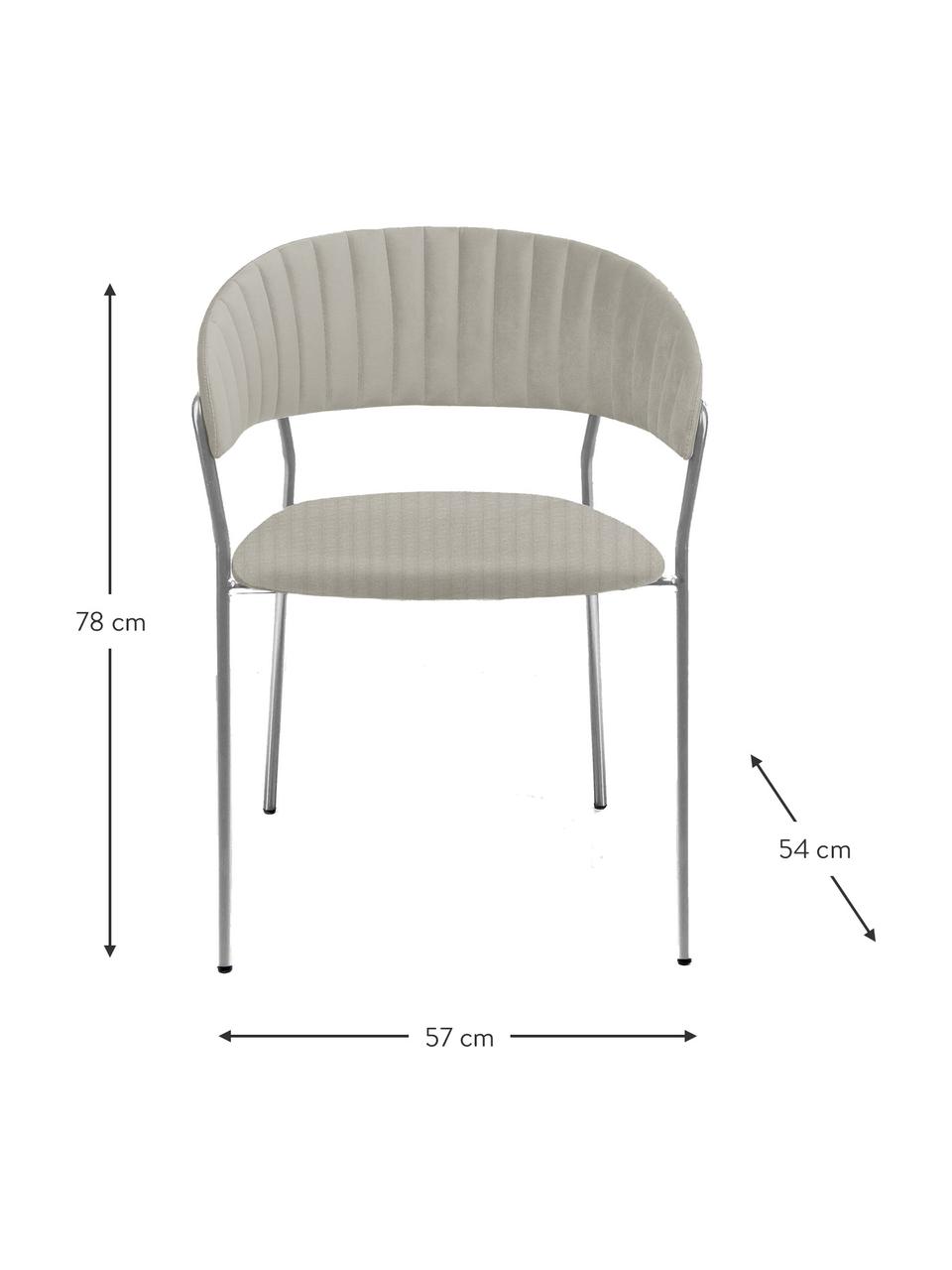 Krzesło tapicerowane Belle, 2 szt., Tapicerka: aksamit (100% poliester) , Stelaż: stal malowana proszkowo, Szary aksamit, odcienie chromu, S 57 x G 54 cm