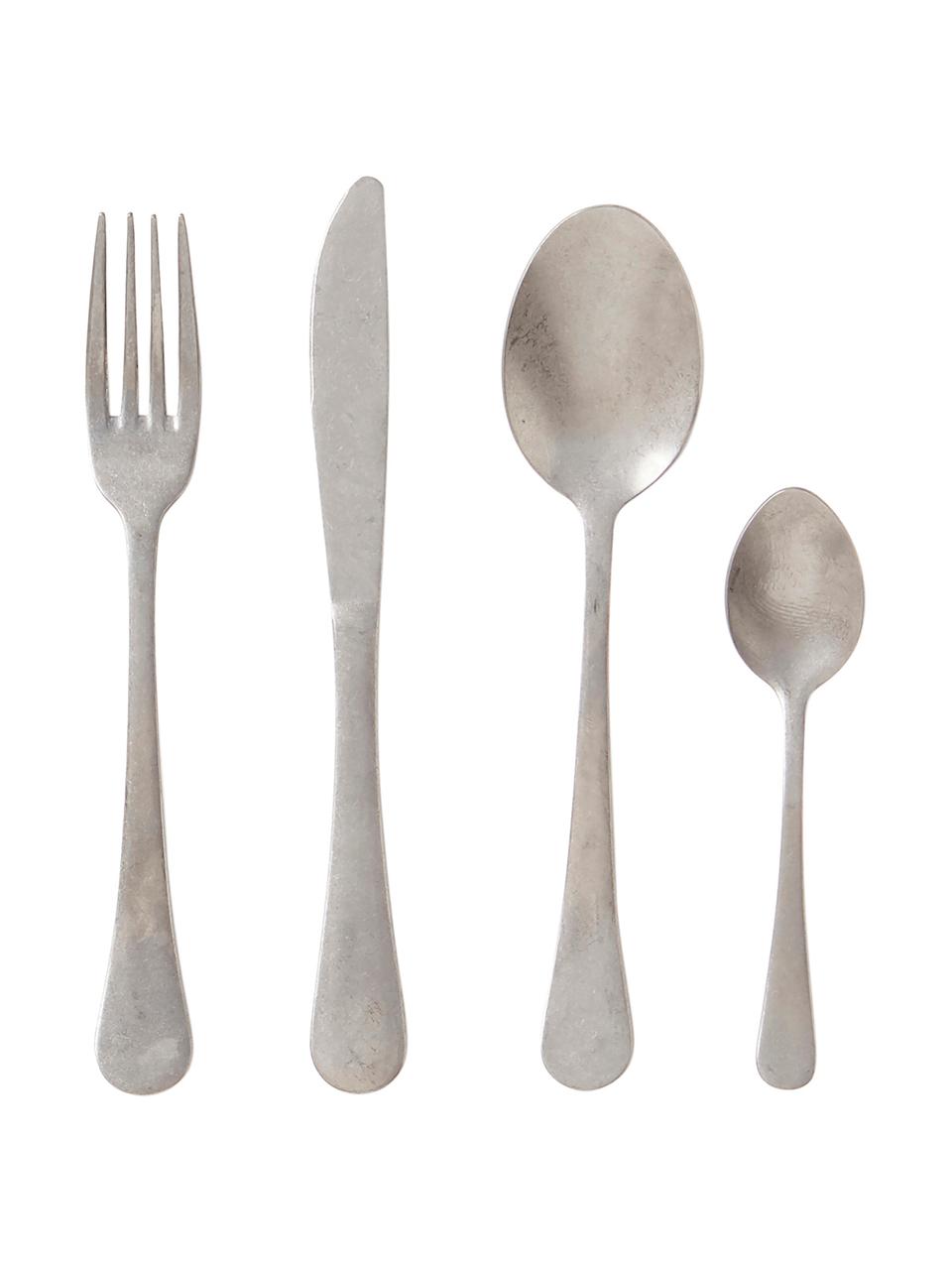 Silbernes Besteck-Set Antique aus 18/10 Edelstahl, 6 Personen (24-tlg.), Edelstahl 18/10, beschichtet, Edelstahl, Sondergrößen