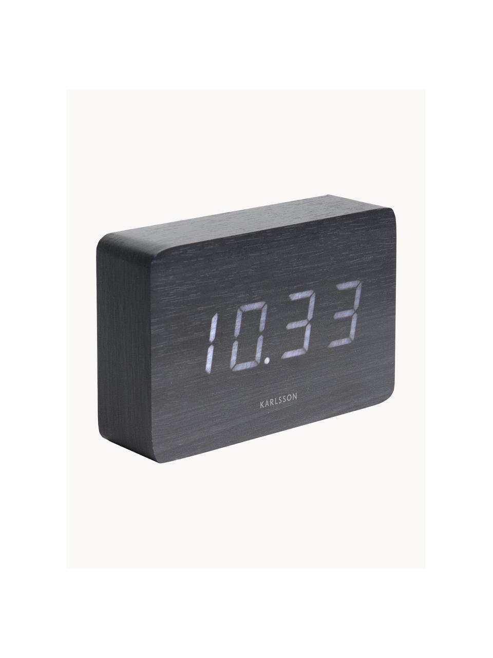 Réveil LED avec port USB Square, Placage en bois, Noir, larg. 15 x haut. 10 cm
