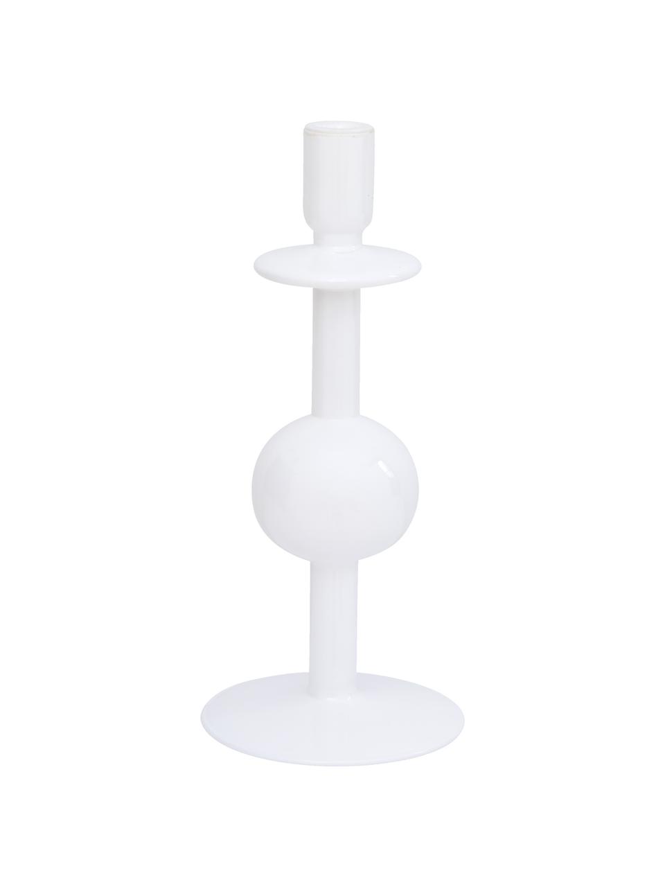 Kerzenhalter Bulb aus recyceltem Glas in Weiß, 2 Stück, Recyceltes Glas, Weiß, glänzend, Ø 13 x H 30 cm