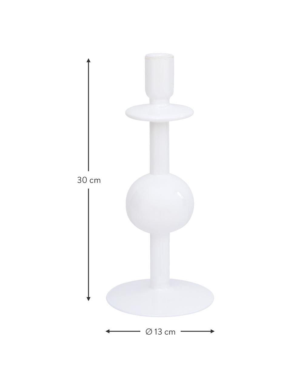 Kandelaar Bulb van gerecycled glas, 2 stuks, Gerecycled glas, Wit, glanzend, Ø 13 x H 30 cm