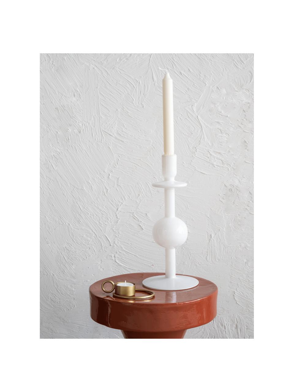 Candelabros de vidrio reciclado Bulb, 2 uds., Vidrio reciclado, Blanco brillante, Ø 13 x H 30 cm