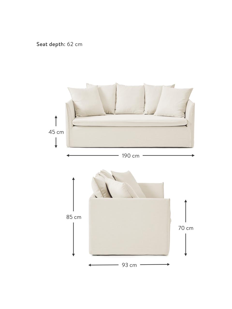 Sofa Mila (2-Sitzer), Bezug: 100% Polyester Der hochwe, Gestell: Kieferholz, Faserplatte, , Webstoff Beige, B 190 x H 85 cm
