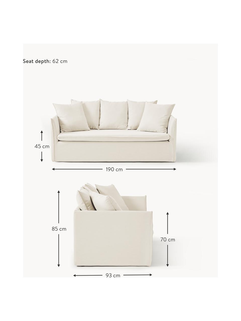 Sofa Mila (2-Sitzer), Bezug: 100% Polyester Der hochwe, Gestell: Kieferholz, Faserplatte, , Webstoff Beige, B 190 x T 93 cm