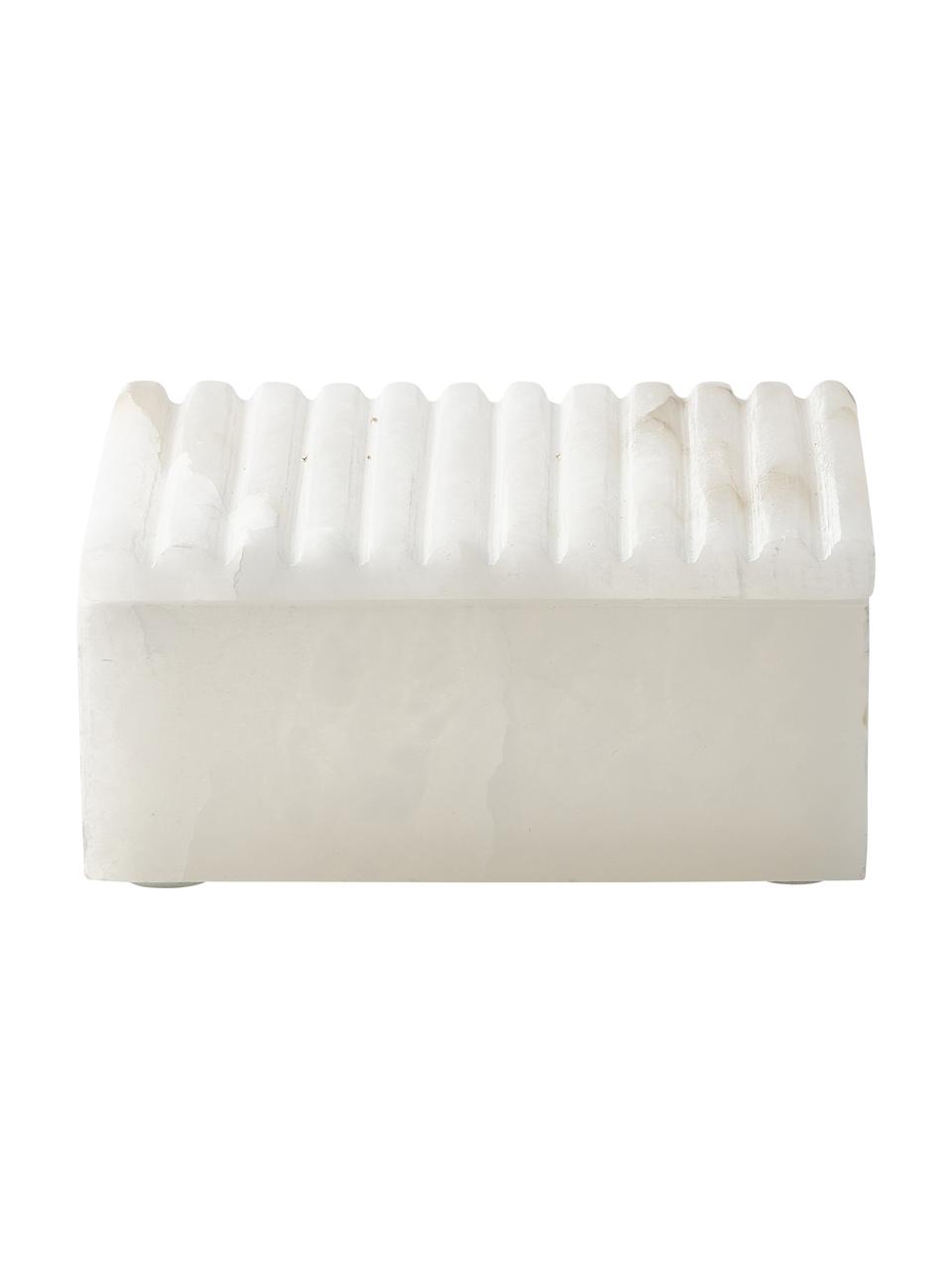 Caja con tapadera Jutta, Alabastro, Blanco, Cama 80 cm (135 x 200 cm)