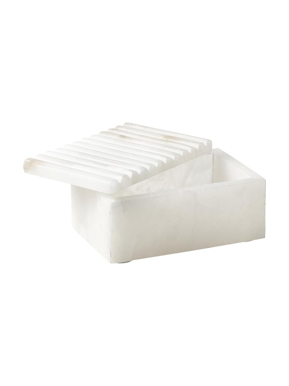 Caja con tapadera Jutta, Alabastro, Blanco, Cama 80 cm (135 x 200 cm)