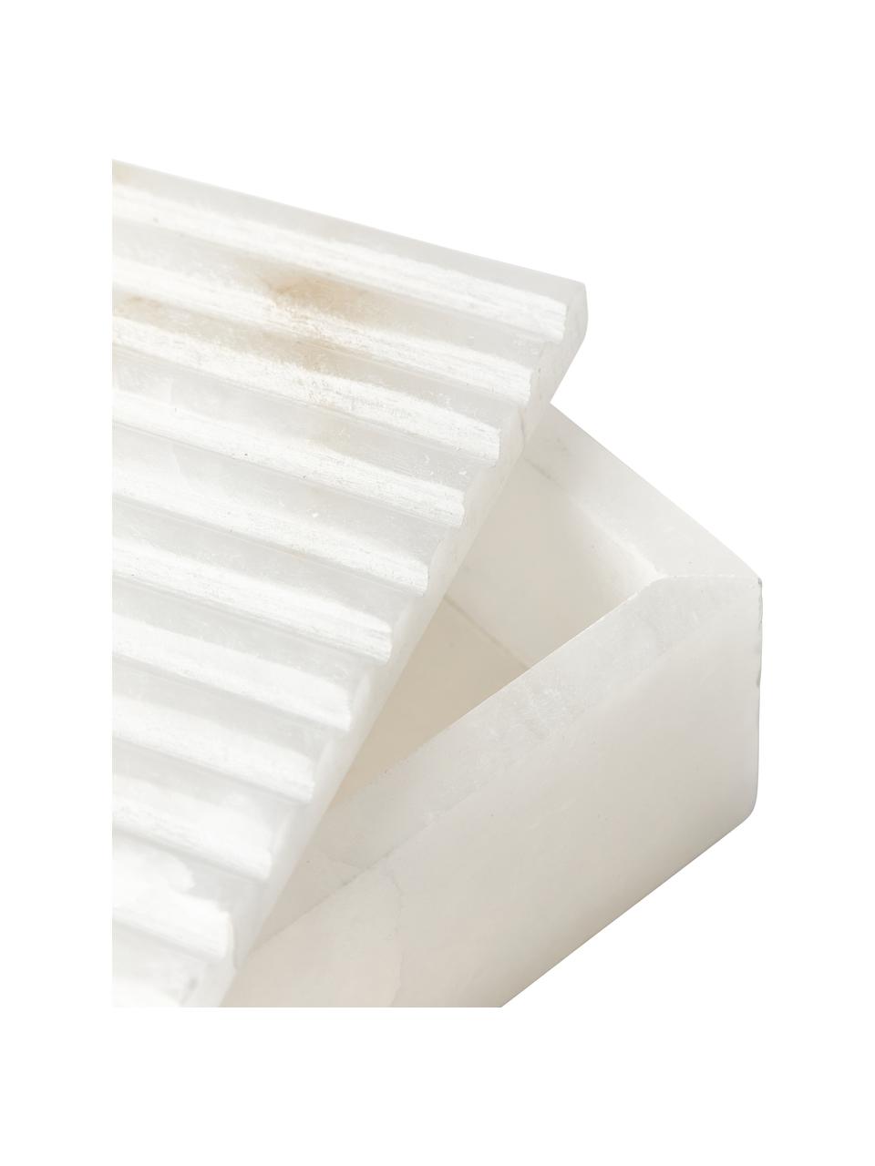 Aufbewahrungsbox Jutta mit geriffeltem Deckel, Alabaster, Weiß, B 10 x L 15 cm