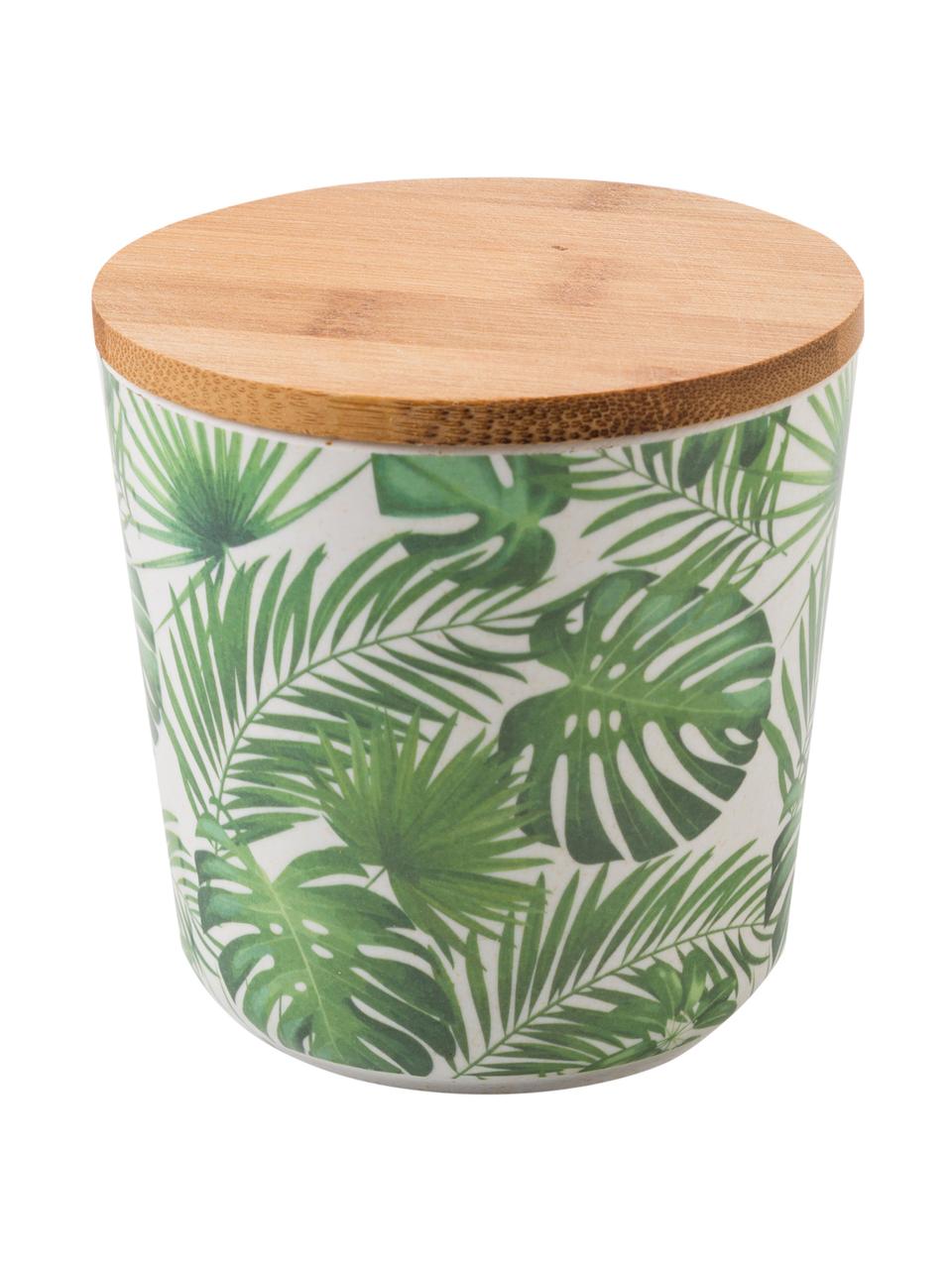 Opbergpottenset Tropical, 2-delig, Deksel: bamboehout, kunststof, Groentinten, wit, Ø 11 x H 11 cm