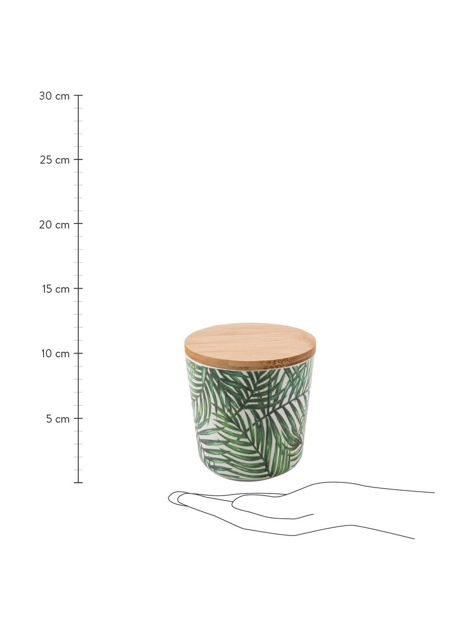 Aufbewahrungsdosen-Set Tropical Ø 11 x H 11 cm, 2-tlg., Deckel: Bambusholz, Kunststoff, Grüntöne, Weiß, Ø 11 x H 11 cm