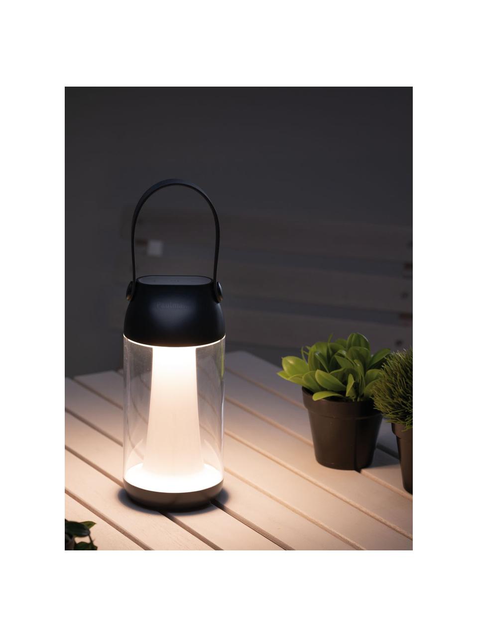 Lámpara de mesa LED regulable para exterior Capulino, portátil, Pantalla: plástico, Asa: plástico, Cable: plástico, Transparente, gris antracita, Ø 8 cm x Al 18 cm