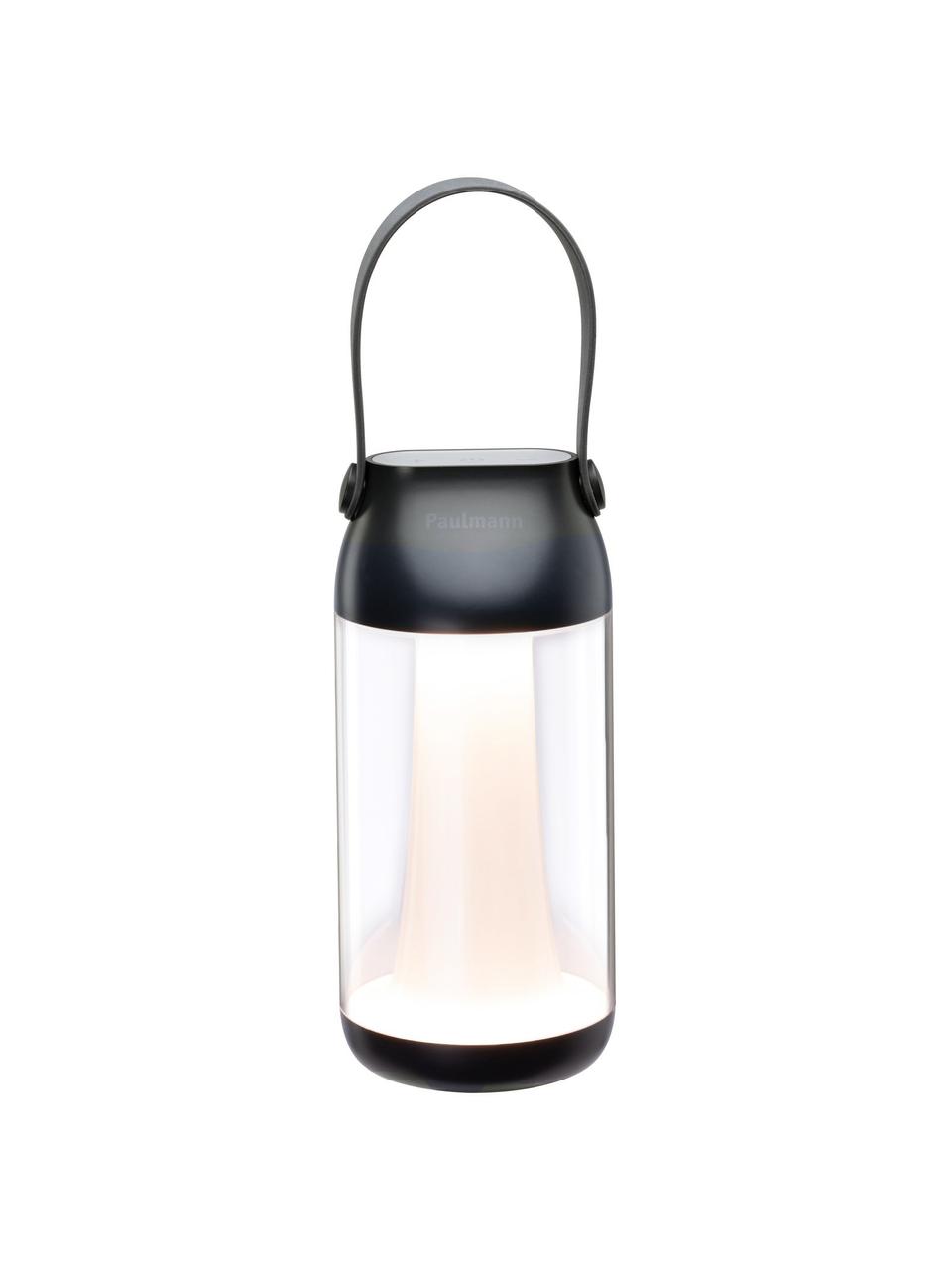 Lámpara de mesa LED regulable para exterior Capulino, portátil, Pantalla: plástico, Asa: plástico, Cable: plástico, Transparente, gris antracita, Ø 8 cm x Al 18 cm
