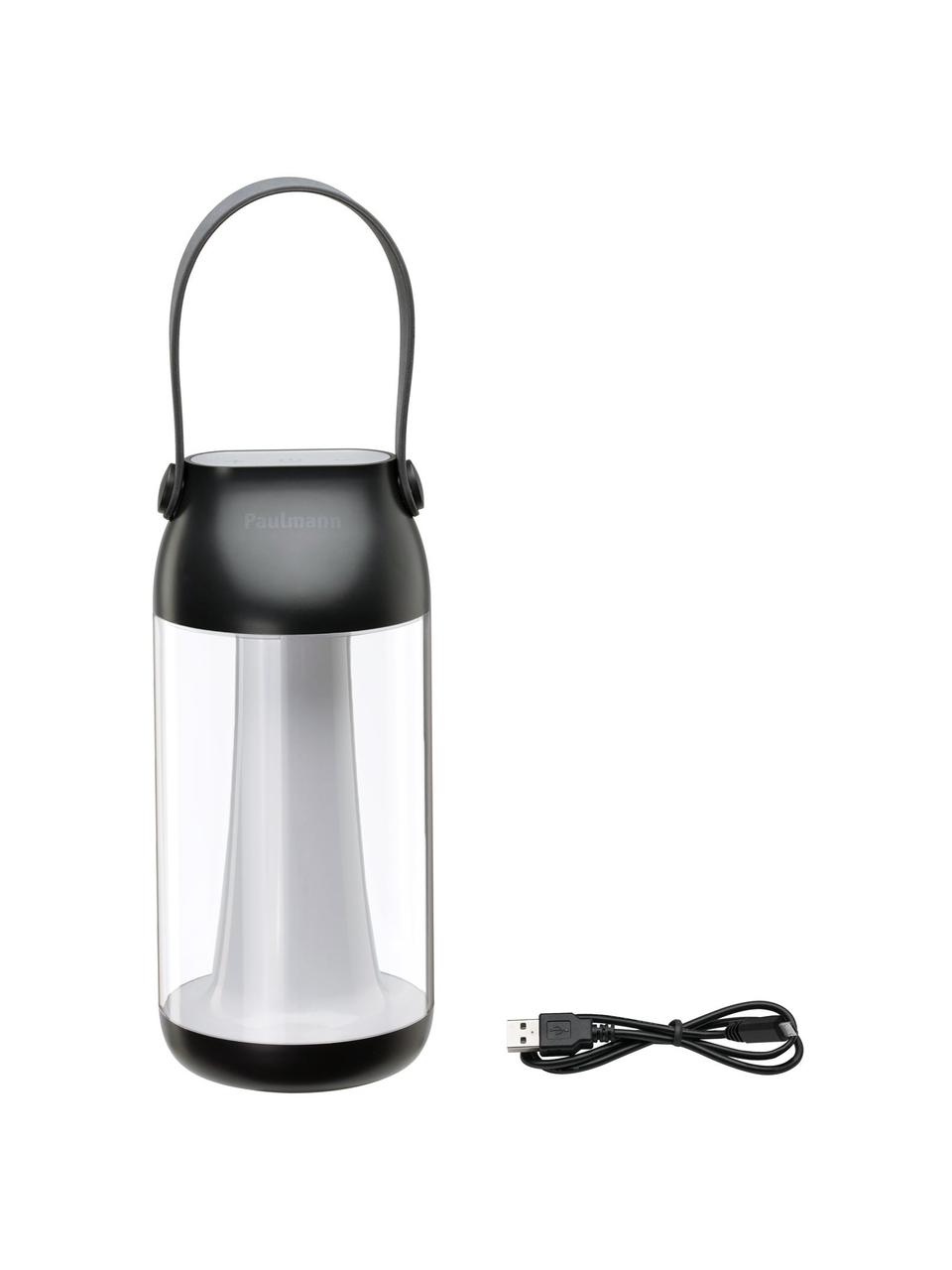 Mobile dimmbare Außentischlampe Capulino, Lampenschirm: Kunststoff, Griff: Kunststoff, Transparent, Anthrazit, Ø 8 cm, H 18 cm