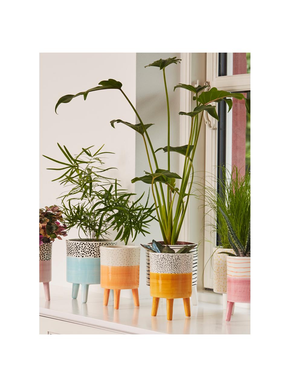 Petit cache-pot en céramique Leia, Céramique, Orange, beige, gris, Ø 10 x haut. 15 cm