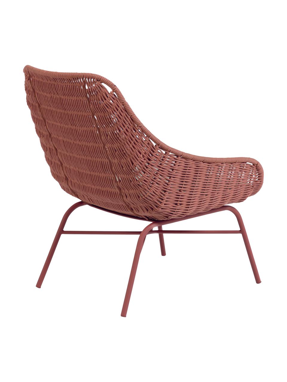 Tuin loungefauteuil Abeli, Zitvlak: touw, geverfd, Frame: verzinkt metaal en gelakt, Bekleding: stof, Roze, B 68 x H 67 cm