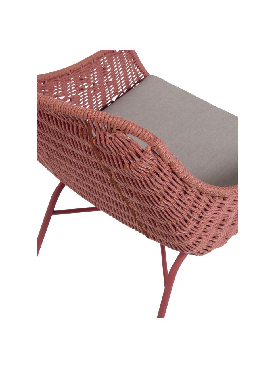 Garten-Loungesessel Abeli, Sitzschale: Seil, gefärbt, Gestell: Metall, verzinkt und lack, Bezug: Stoff, Rosa, B 68 x T 67 cm
