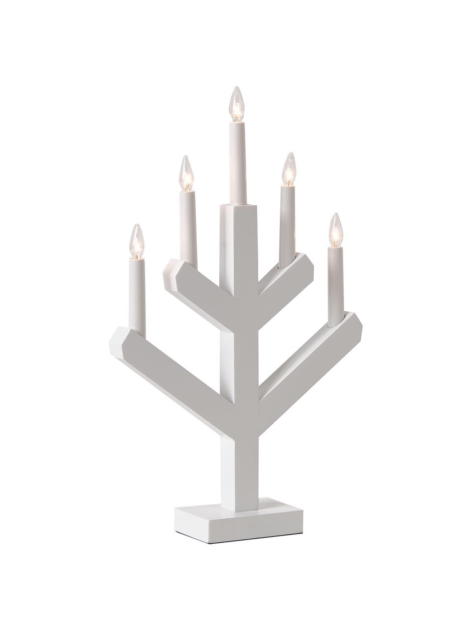 Lampe à poser en bois avec bougies LED Vinga, Blanc, larg. 32 x haut. 50 cm