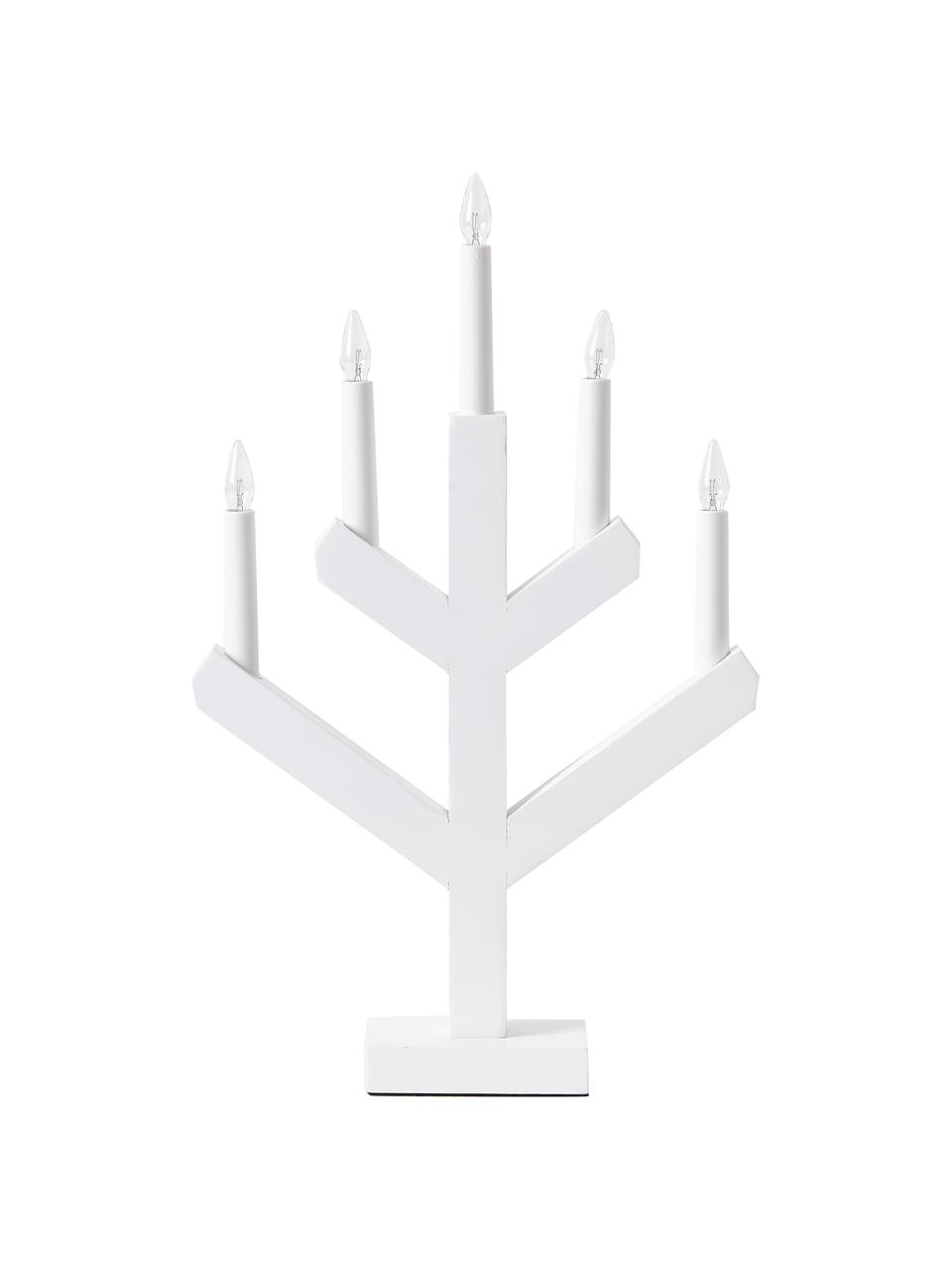 Lampe à poser en bois avec bougies LED Vinga, Blanc, larg. 32 x haut. 50 cm