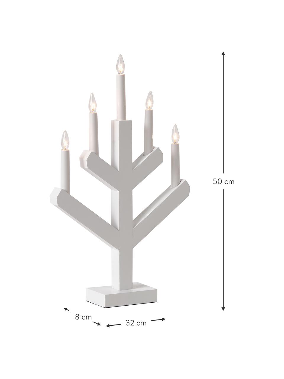 Holz-Fensterleuchter Vinga mit LED-Kerzen, Gestell: Holz, Weiß, B 32 x H 50 cm