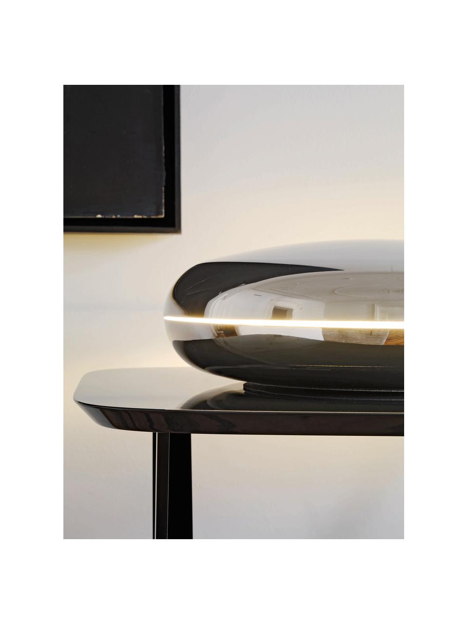 Handgemaakte tafellamp Loop, Lamp: gecoat metaal, Zilverkleurig, Ø 50 x H 17 cm
