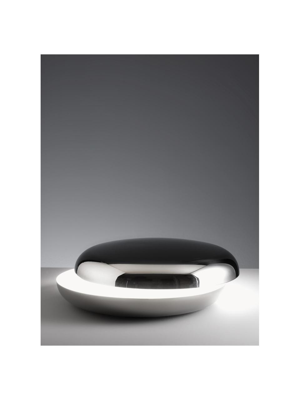 Ručně vyrobená stolní lampa Loop, Stříbrná, Ø 50 cm, V 17 cm
