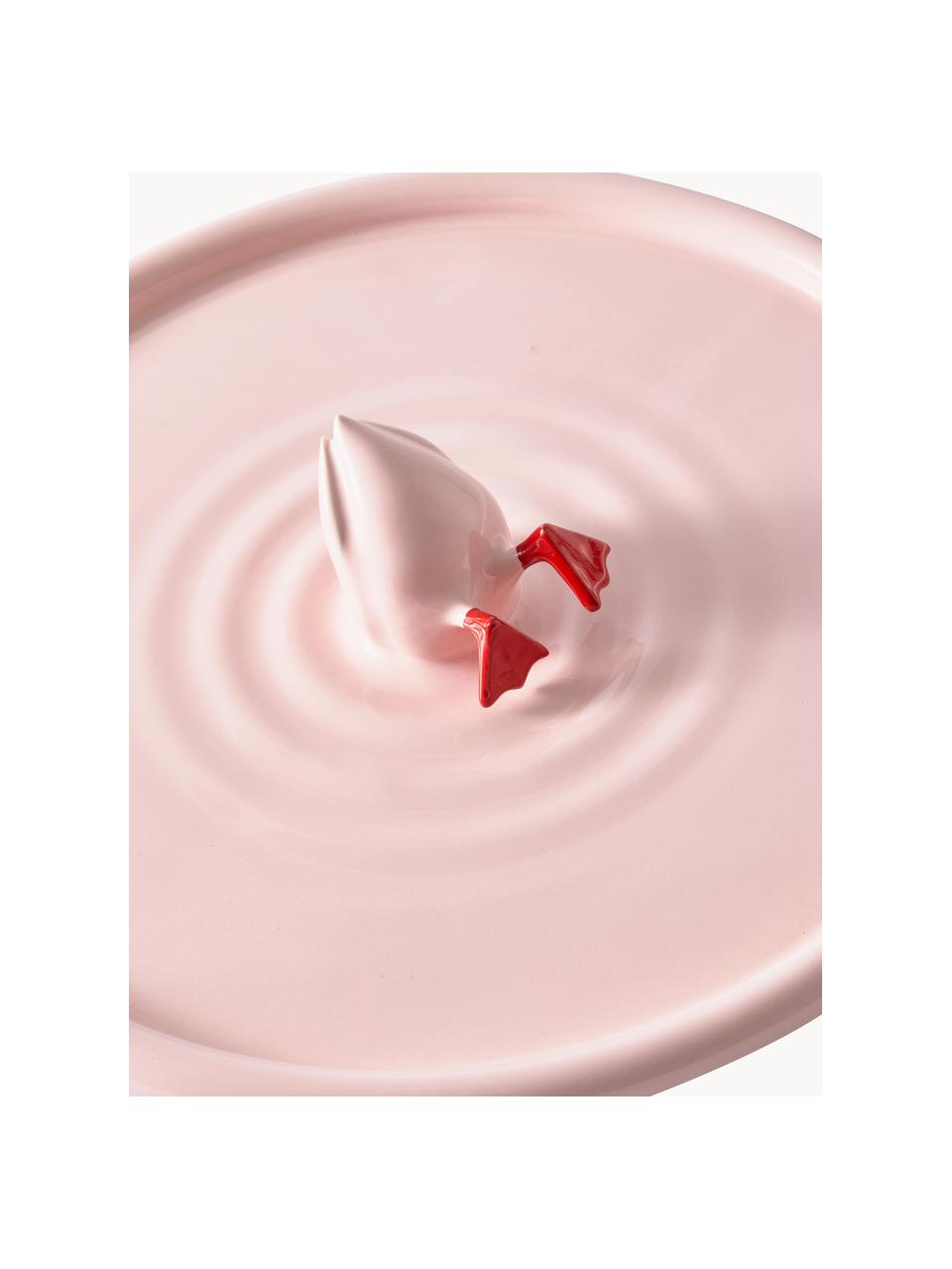 Ručně vyrobený servírovací talíř z keramiky Diving Duck, Keramika, Světle růžová, červená, Ø 40 cm