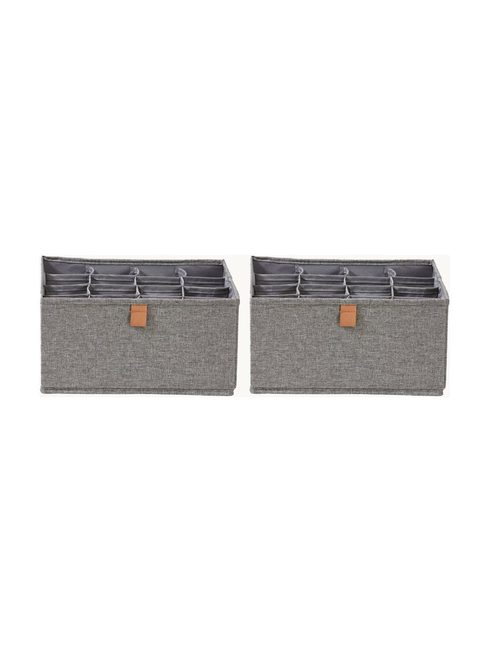 Boîtes de rangement Premium, 2 pièces, Gris foncé, brun, larg. 30 x haut. 30 cm